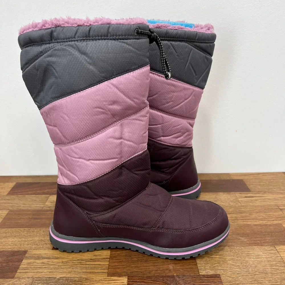 LL Bean Kids‎ Winter Boots 5 Knee High Puffer Purple Color Block Outdoor Snow
